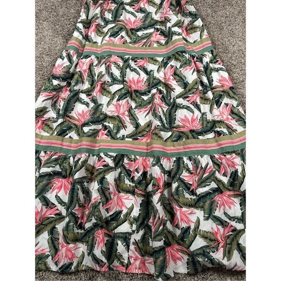 NWT Loft Paradise Tiered Maxi Dress Linen Tropical Leaf Floral Print Long 16 - Picture 13 of 13